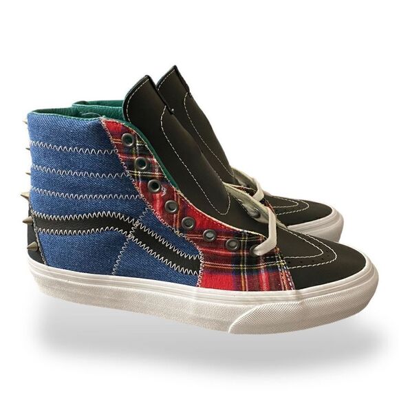 Vans Off the Wall Mens Sk8-Hi Tartan Daze Spike Sneakers size 7.5 / 9 Womens - Picture 2 of 5